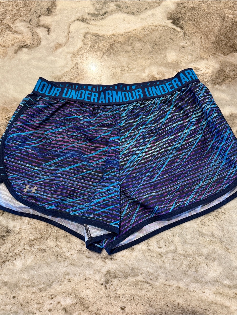Under Armour Women’s Blue & Purple Patterned Athletic Shorts